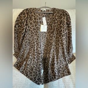 Joan Vass Leopard Print Cardigan